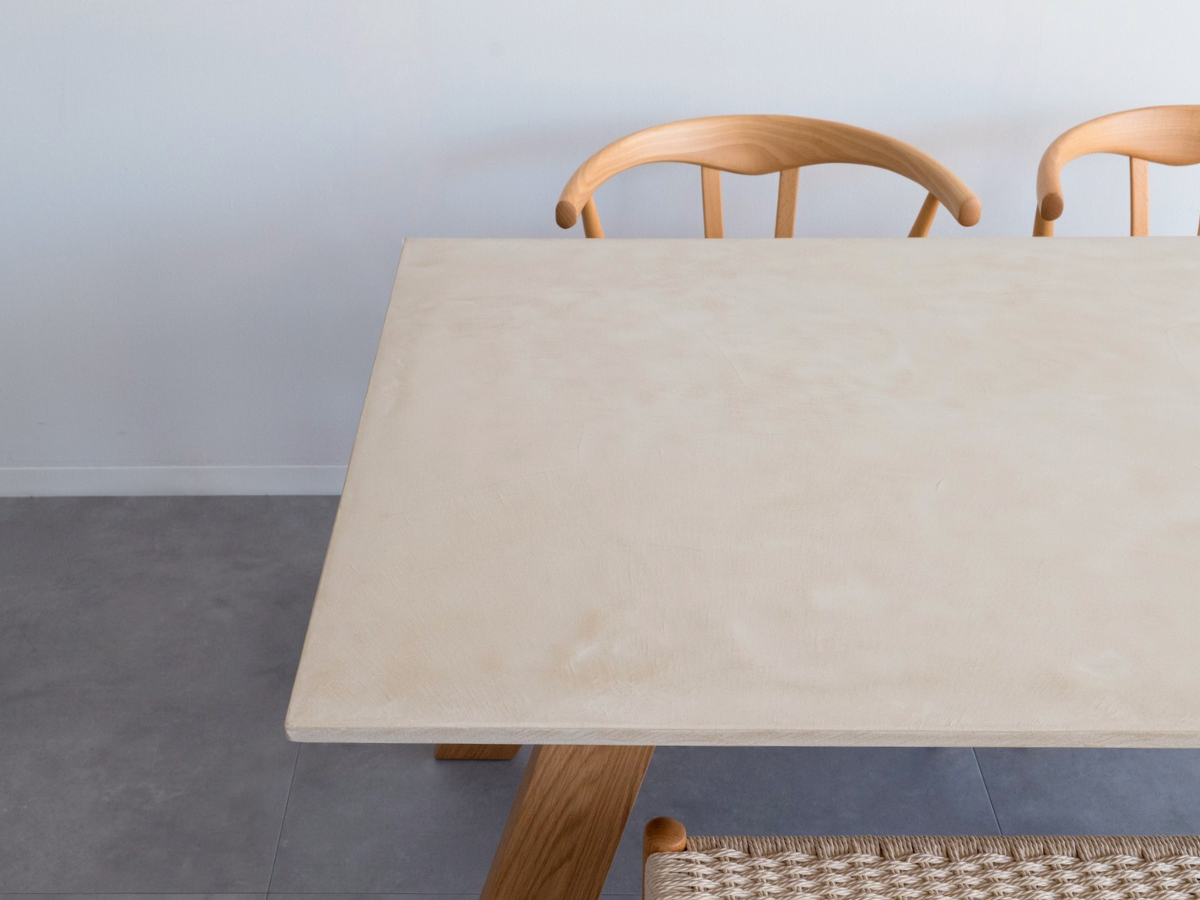 モールテックス ダイニングテーブル Cafe latte(ベージュ) T8 幅150 × 奥90cm リボーンチェア(ビーチ材)・ベンチ(ビーチ材)