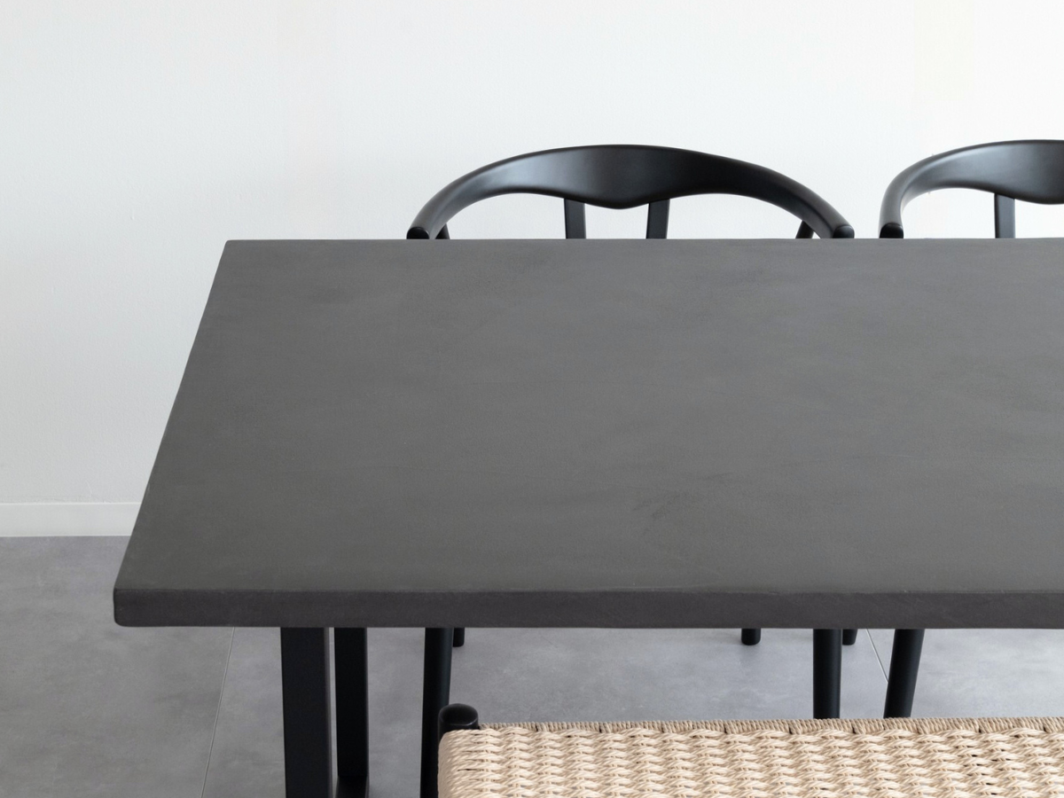 モールテックス ダイニングテーブル Dark gray(ダークグレー) T1 幅150 × 奥85cm リボーンチェア(ビーチ材・黒)カノコラージスツール(黒)