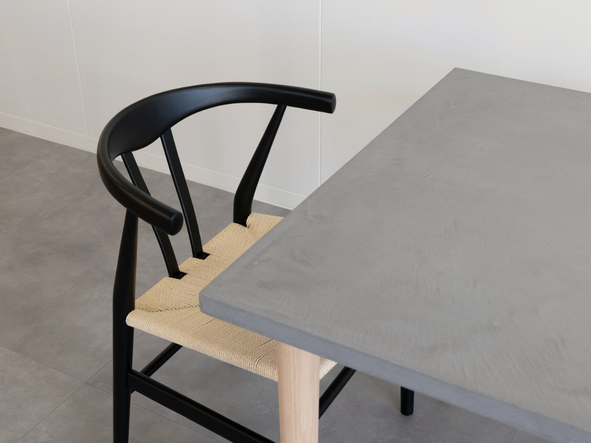 リボーンチェア(ビーチ材・黒) モールテックス ダイニングテーブル Light gray(ライトグレー) T6 幅1,800 × 奥850mm