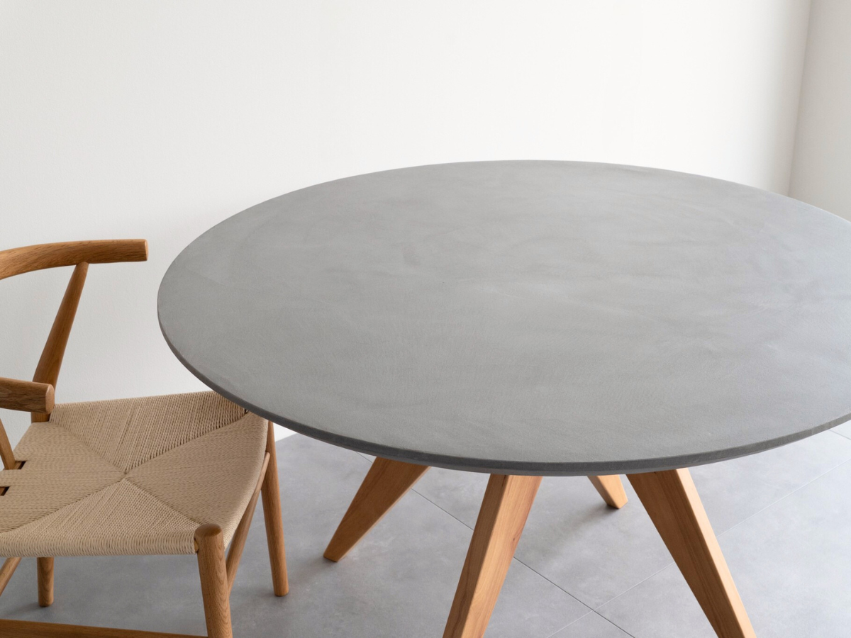 モールテックス ラウンド・丸テーブル Light gray(ライトグレー) R1 直径120cm リボーンチェア(オーク材)