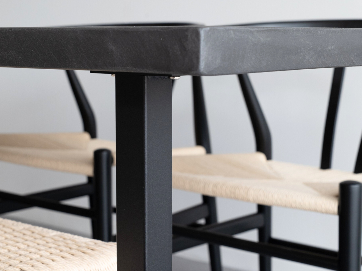 モールテックス ダイニングテーブル Dark gray(ダークグレー) T1 幅150 × 奥85cm リボーンチェア(ビーチ材・黒)カノコラージスツール(黒)