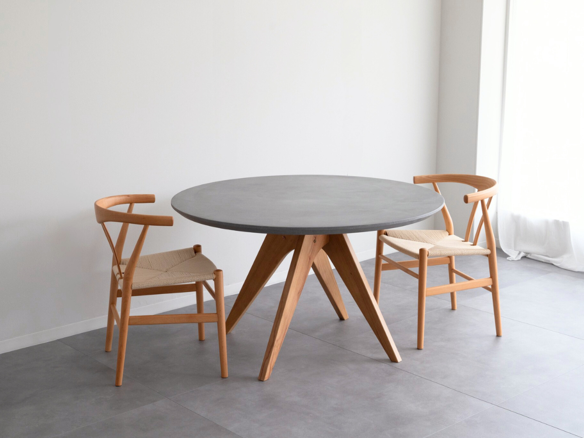 モールテックス ラウンド・丸テーブル Light gray(ライトグレー) R1 直径120cm リボーンチェア(オーク材・ビーチ材)