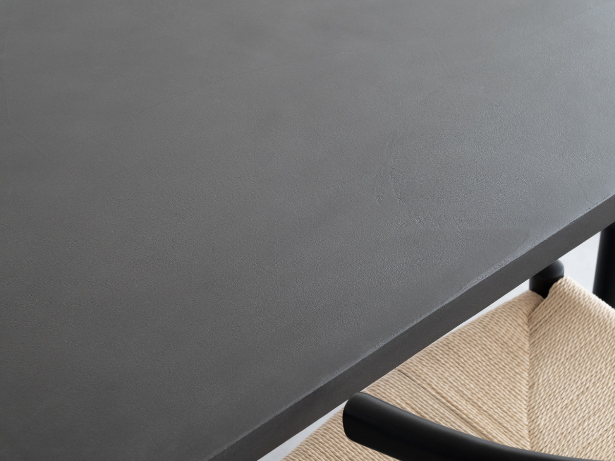 モールテックス ダイニングテーブル Dark gray(ダークグレー) T1 幅150 × 奥85cm リボーンチェア(ビーチ材・黒)