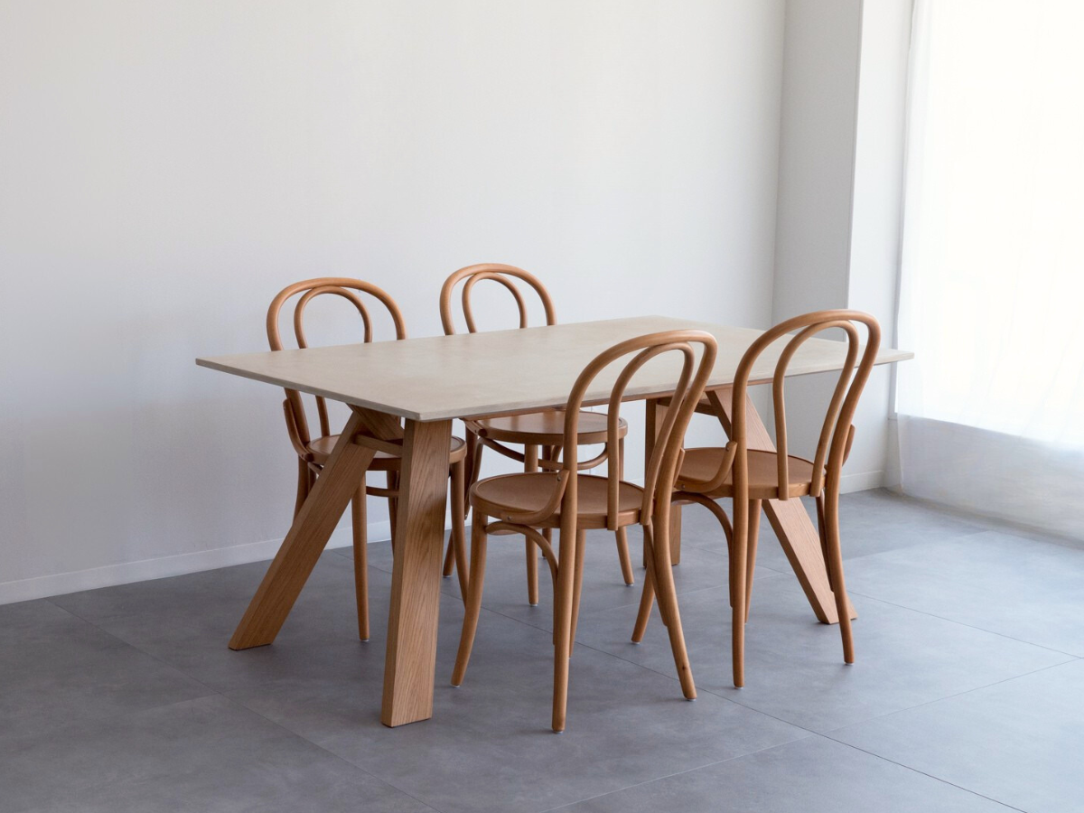 モールテックス ダイニングテーブル Cafe latte(ベージュ) T8 幅150 × 奥90cm エースチェア(ビーチ材)