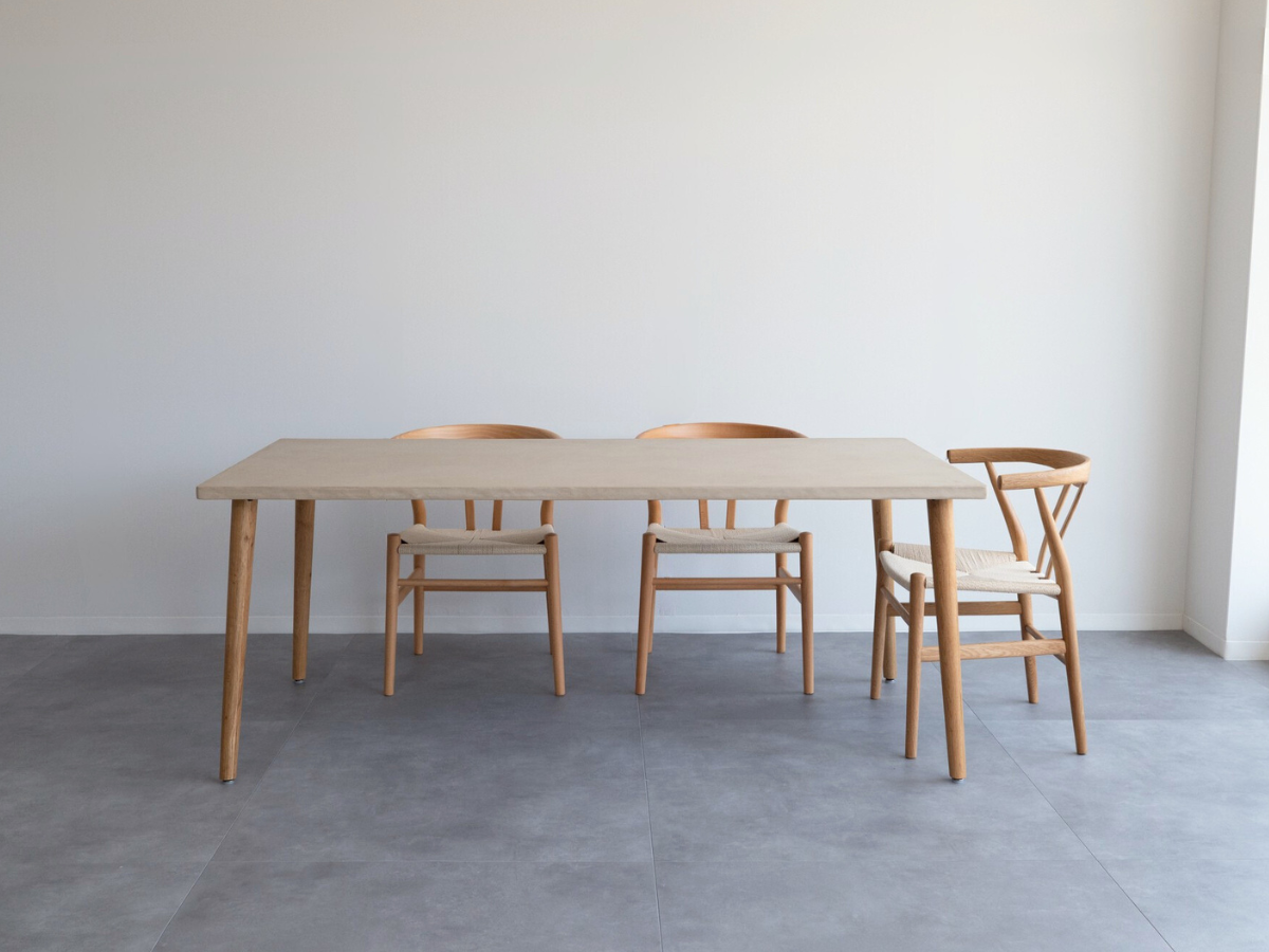 モールテックス ダイニングテーブル Cafe latte(ベージュ) T5 幅180 × 奥90cm リボーンチェア(ビーチ材)