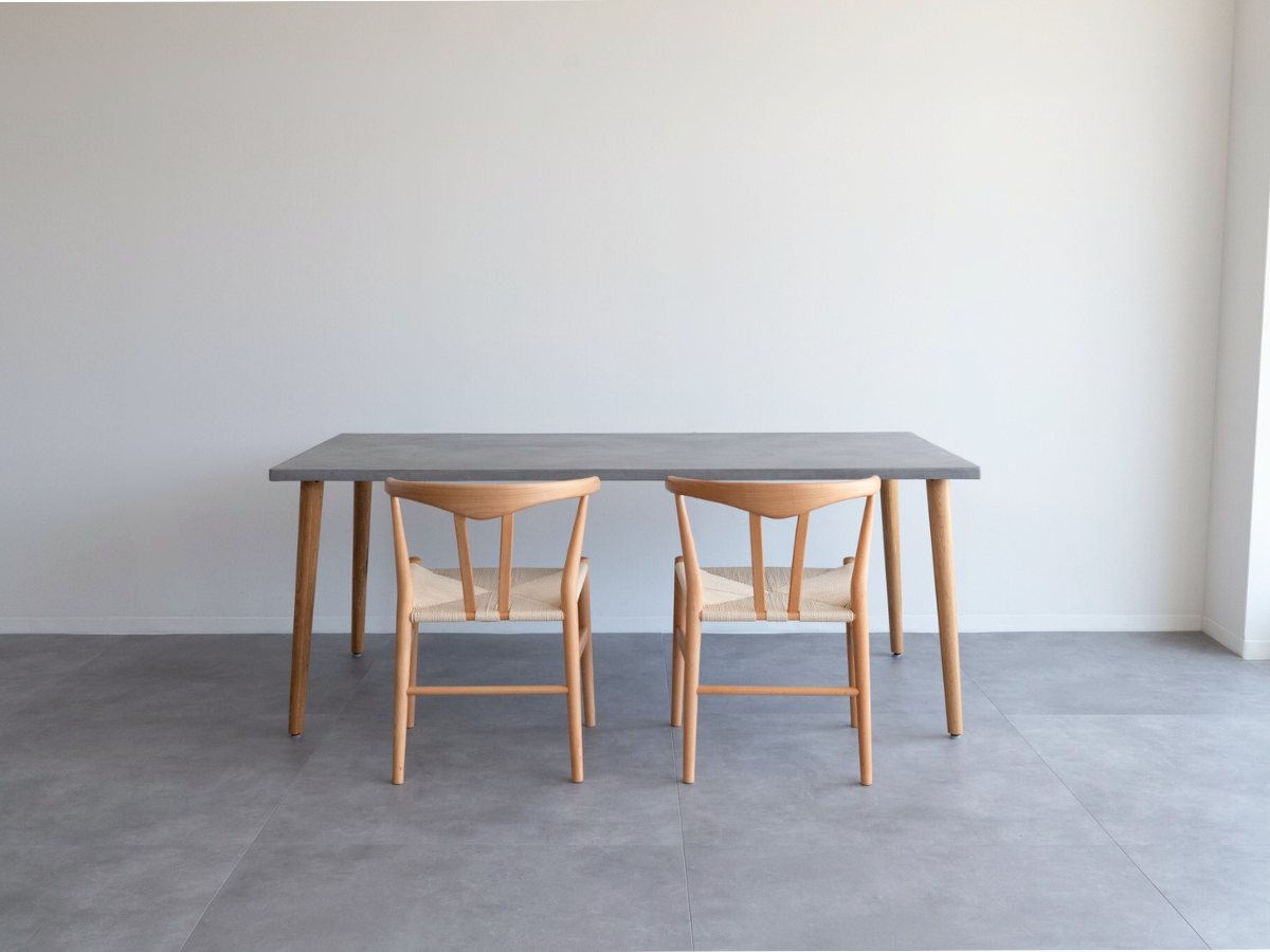 モールテックス ダイニングテーブル Light gray(ライトグレー) T5 幅180 × 奥90cm リボーンチェア(ビーチ材)