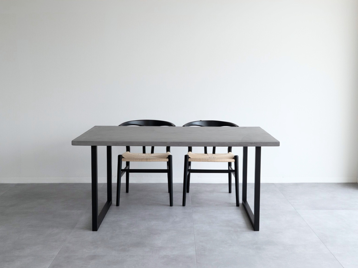 モールテックス ダイニングテーブル Light gray(ライトグレー) T1 幅150 × 奥85cm リボーンチェア(ビーチ材・黒)