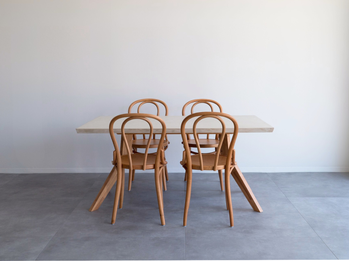 モールテックス ダイニングテーブル Cafe latte(ベージュ) T9 幅150 x 奥90cm エースチェア(ビーチ材)