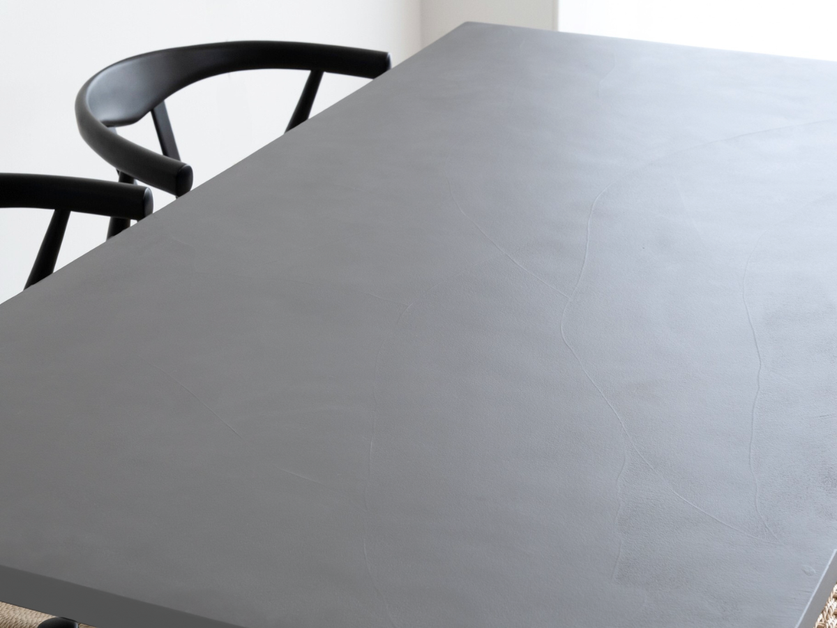 モールテックス ダイニングテーブル Light gray(ライトグレー) T1 幅150 × 奥85cm リボーンチェア(ビーチ材・黒)