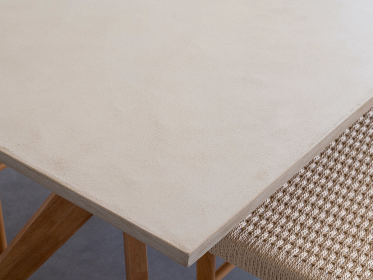 モールテックス ダイニングテーブル Cafe latte(ベージュ) T9 幅150 x 奥90cm リボーンチェア(ビーチ材)・ベンチ(ビーチ材)
