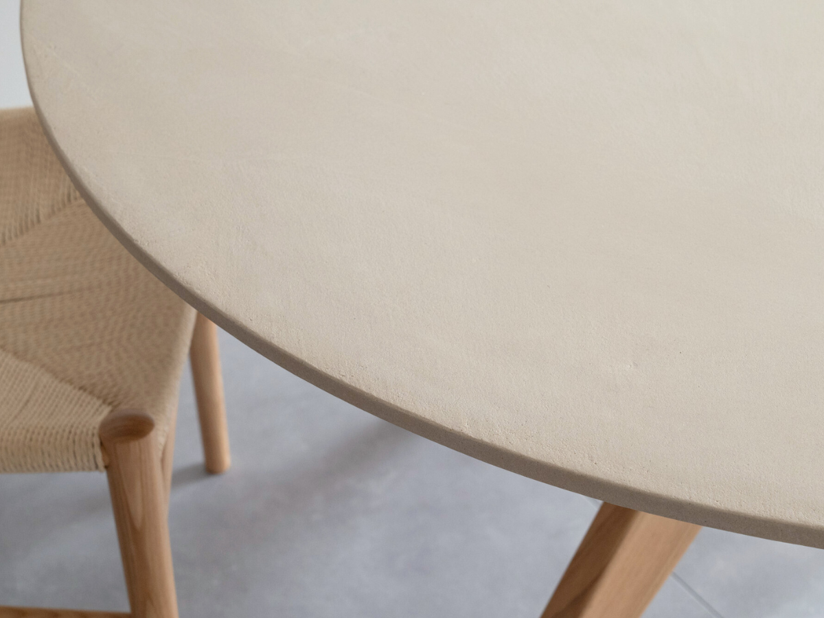 モールテックス ラウンド・丸テーブル Cafe latte(ベージュ) R1 直径120cm リボーンチェア(アッシュ材)
