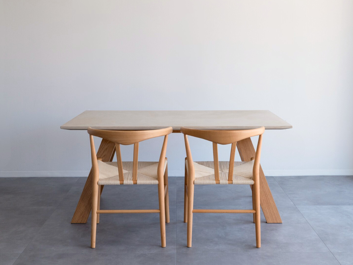 モールテックス ダイニングテーブル Cafe latte(ベージュ) T8 幅150 × 奥90cm リボーンチェア(ビーチ材)