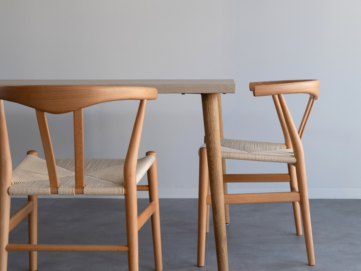 リボーンチェア(ビーチ材) モールテックス ダイニングテーブル Cafe latte(ベージュ) T5 幅1,600 x 奥850mm